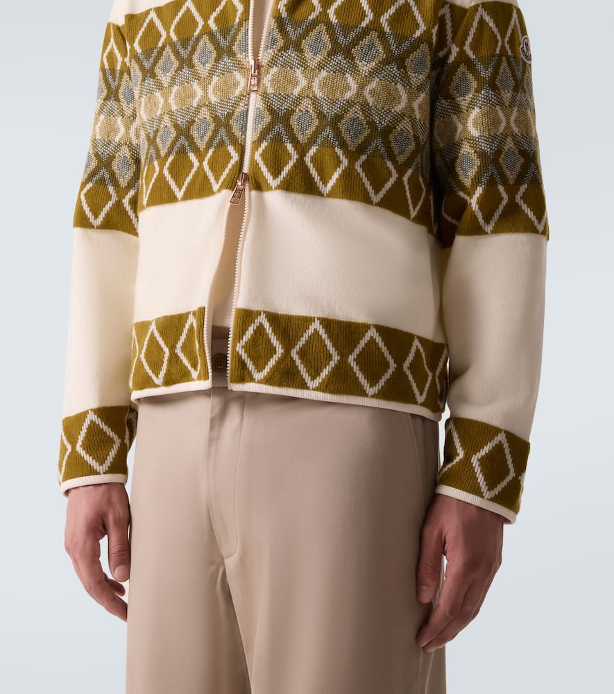 Moncler Argyle Reversible Virgin Wool Jacket In White