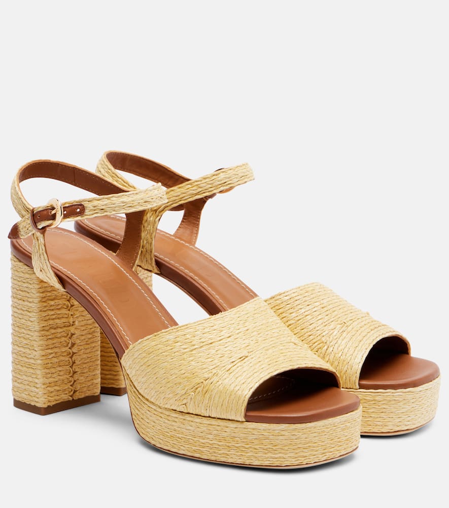Jodie raffia and leather platform sandals