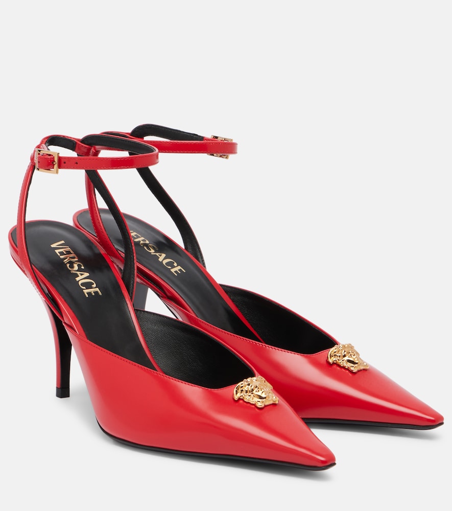 Versace La Medusa 85 leather slingback pumps