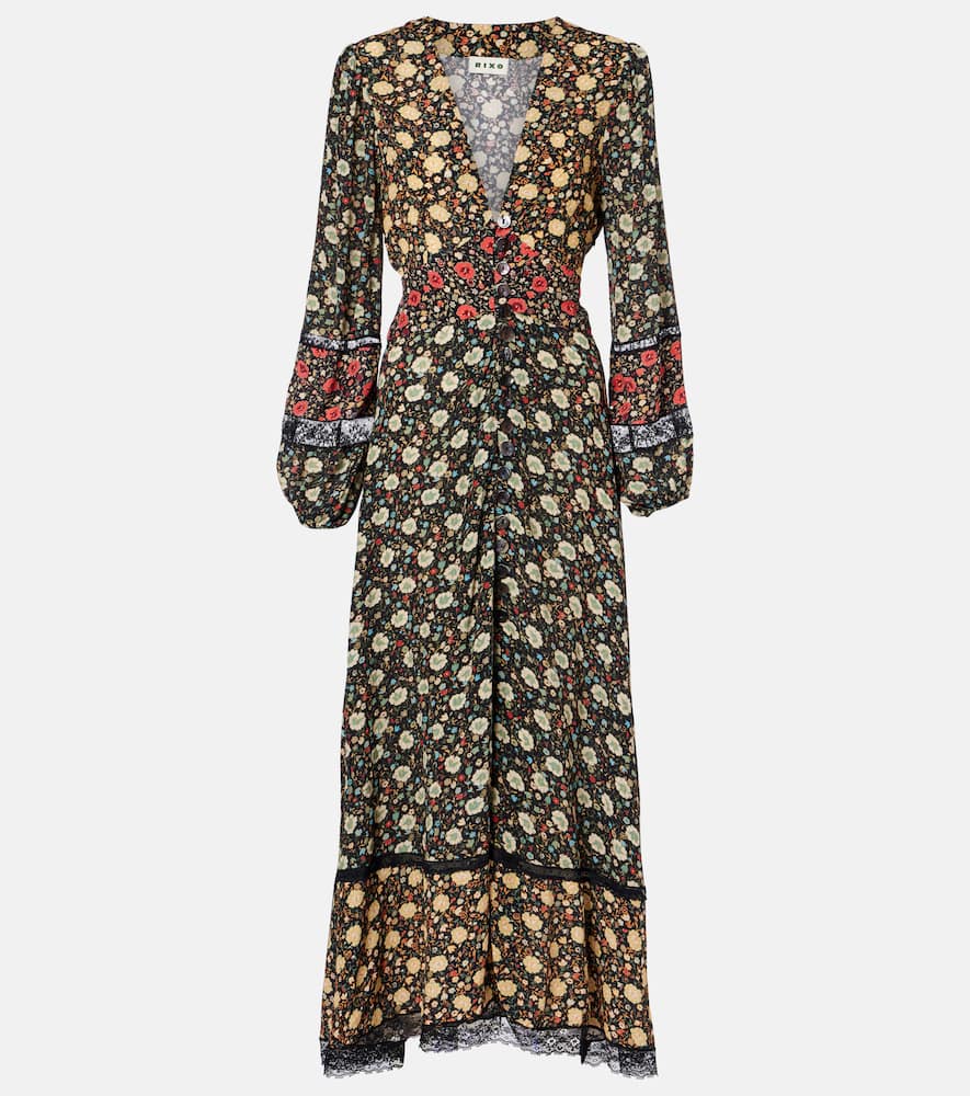 Raven printed crêpe de chine midi dress