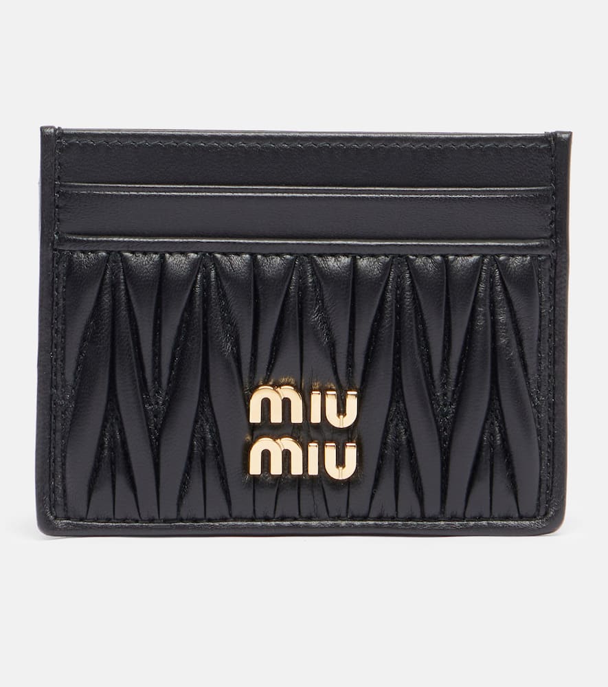 Logo matelassé leather card holder