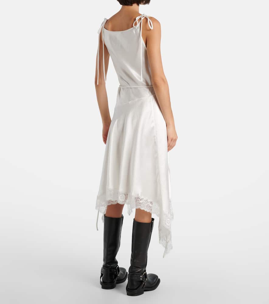 Acne Studios Asymmetric Lace-trimmed Satin Minidress In White