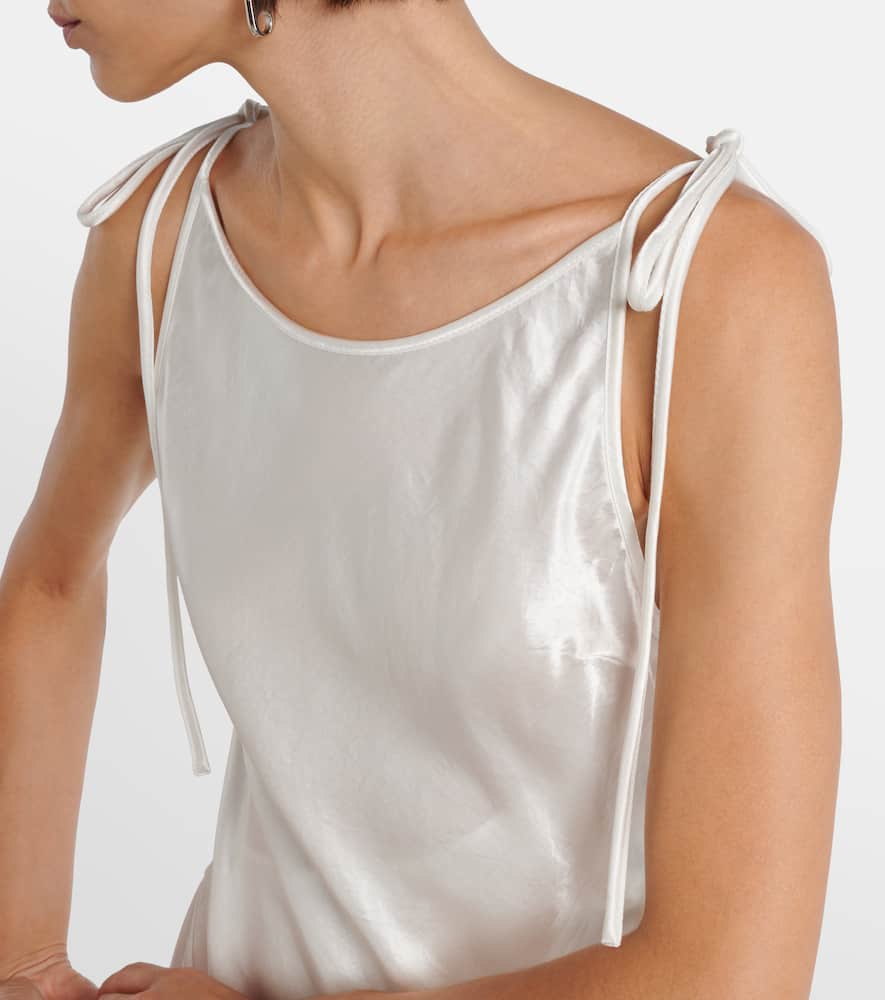 Acne Studios Asymmetric Lace-trimmed Satin Minidress In White