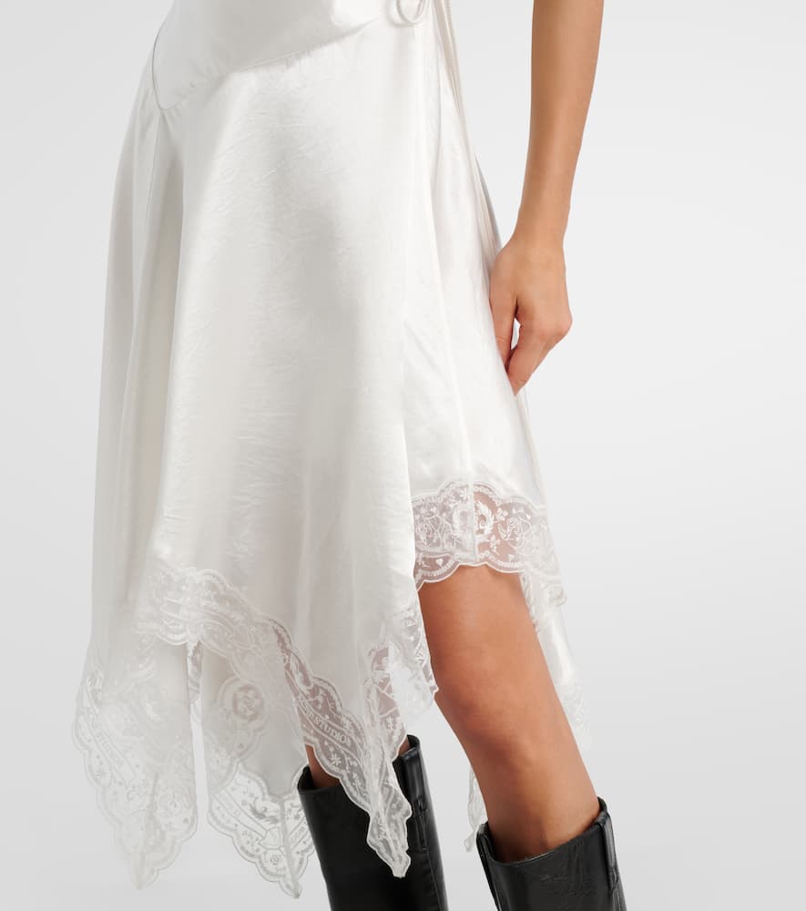 Acne Studios Asymmetric Lace-trimmed Satin Minidress In White