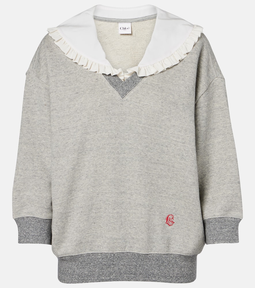 Chloé Cotton-blend French Terry Sweatshirt In Gray
