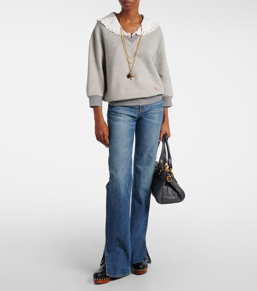 Chloé Cotton-blend French Terry Sweatshirt In Gray