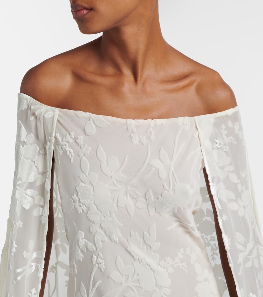 Rodarte Floral Satin Jacquard Maxi Skirt In Neutral