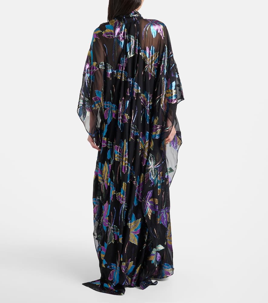 Taller Marmo Stevie Tie-neck Silk-blend Lamé Kaftan In Black