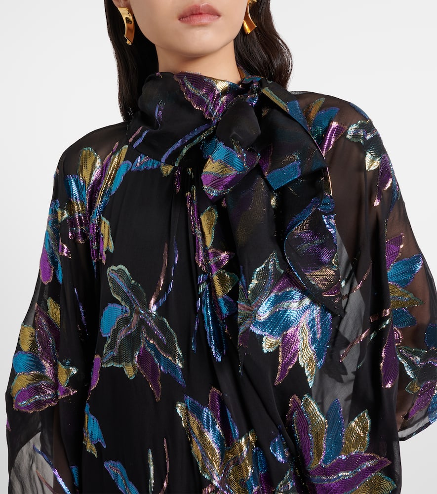 Taller Marmo Stevie Tie-neck Silk-blend Lamé Kaftan In Black