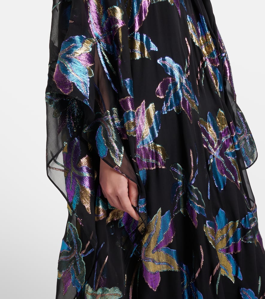 Taller Marmo Stevie Tie-neck Silk-blend Lamé Kaftan In Black