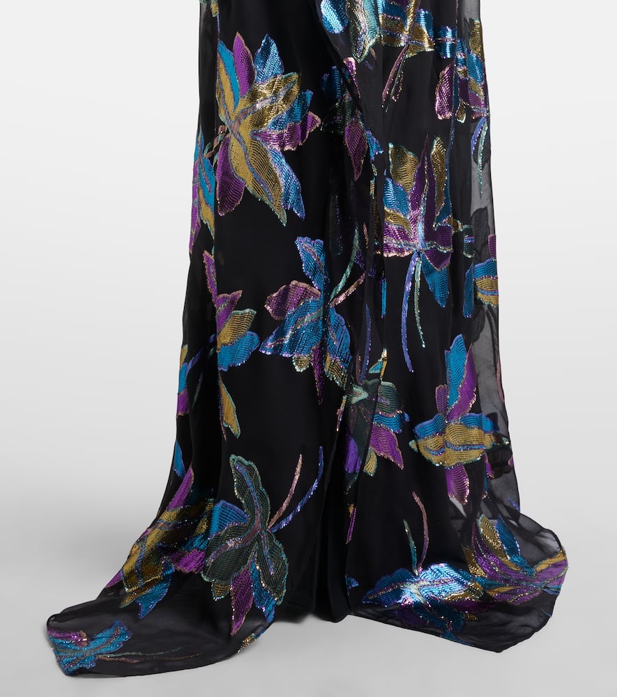 Taller Marmo Stevie Tie-neck Silk-blend Lamé Kaftan In Black