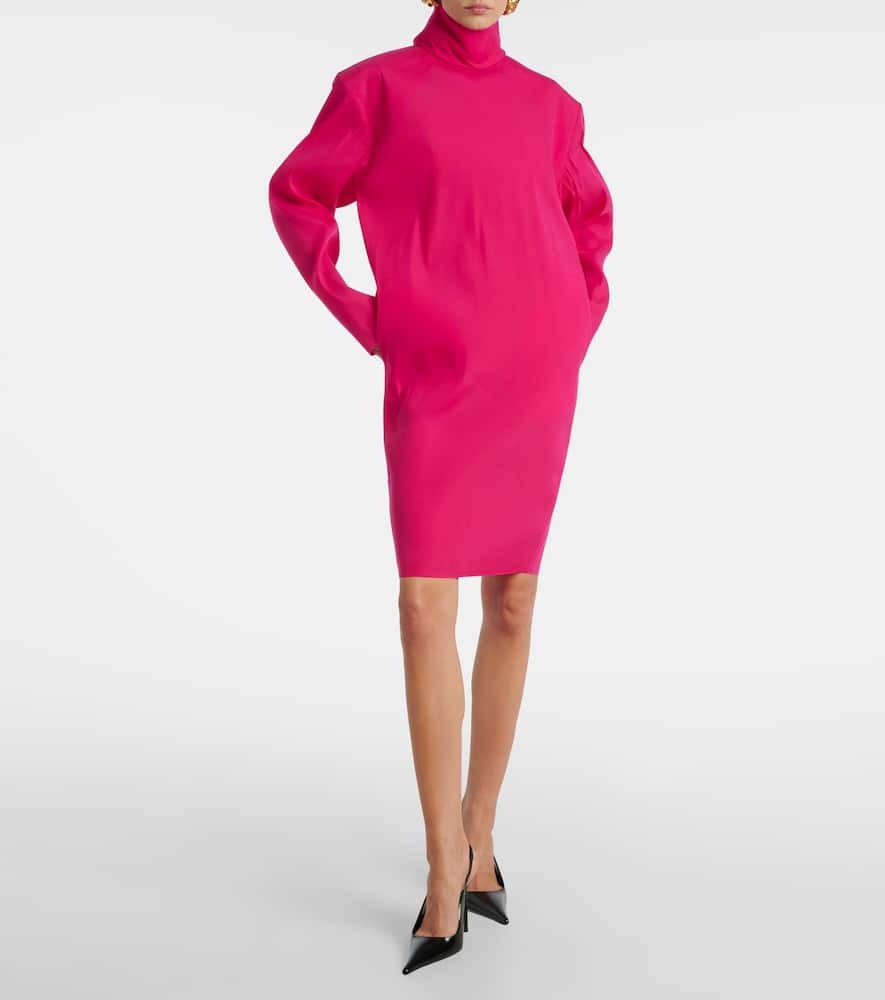 Saint Laurent Silk-blend Midi Dress In Pink