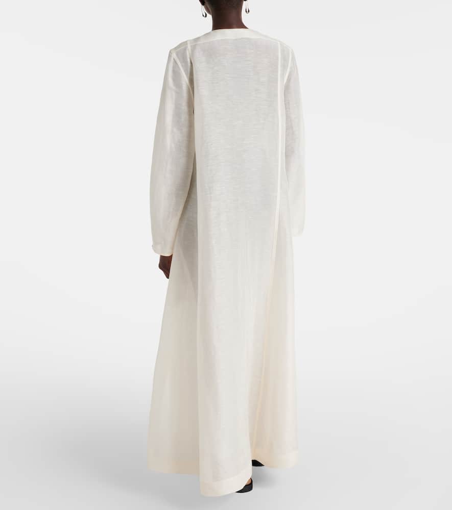Tory Burch Pleated Linen And Silk Kaftan In White