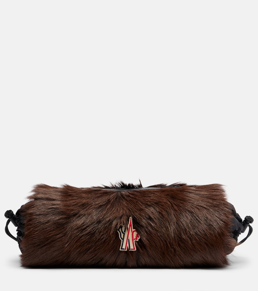 Moncler Shearling Clutch In Brown
