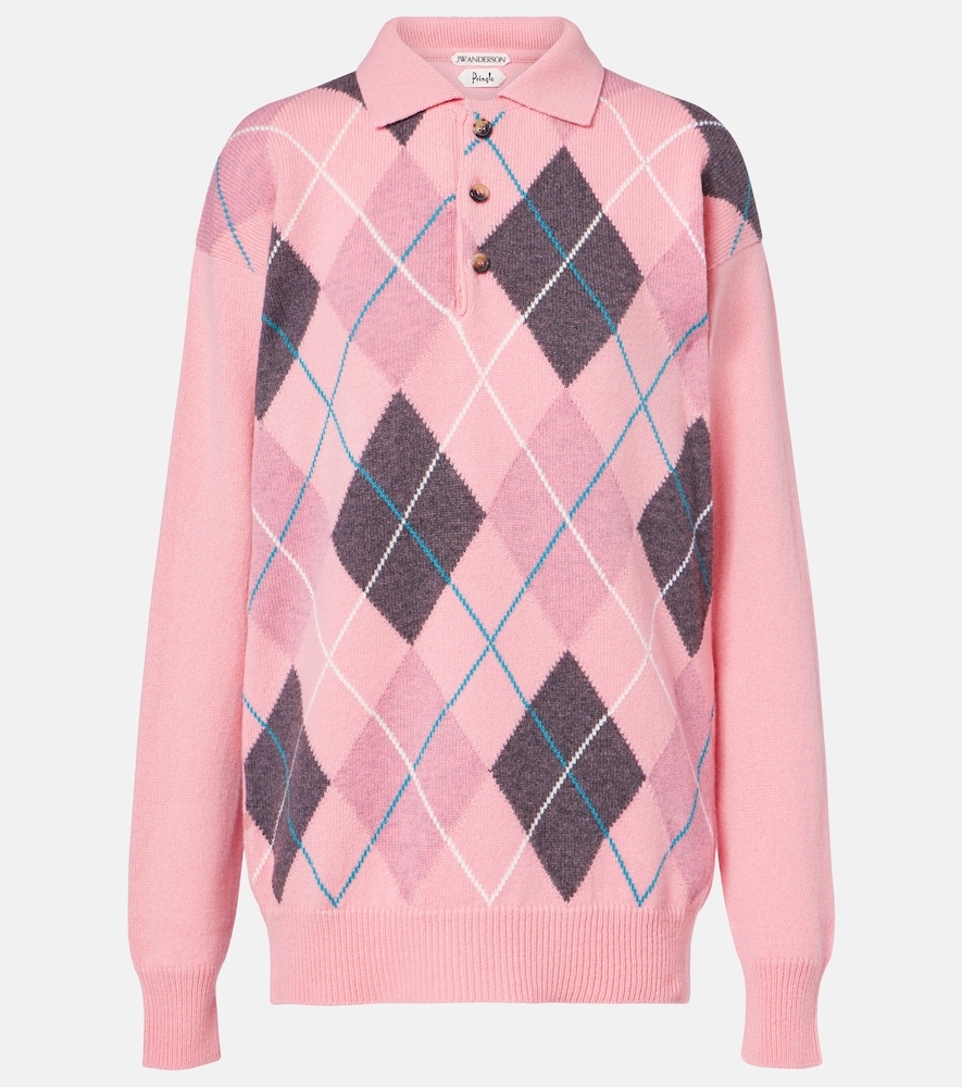 JW Anderson Argyle wool polo sweater