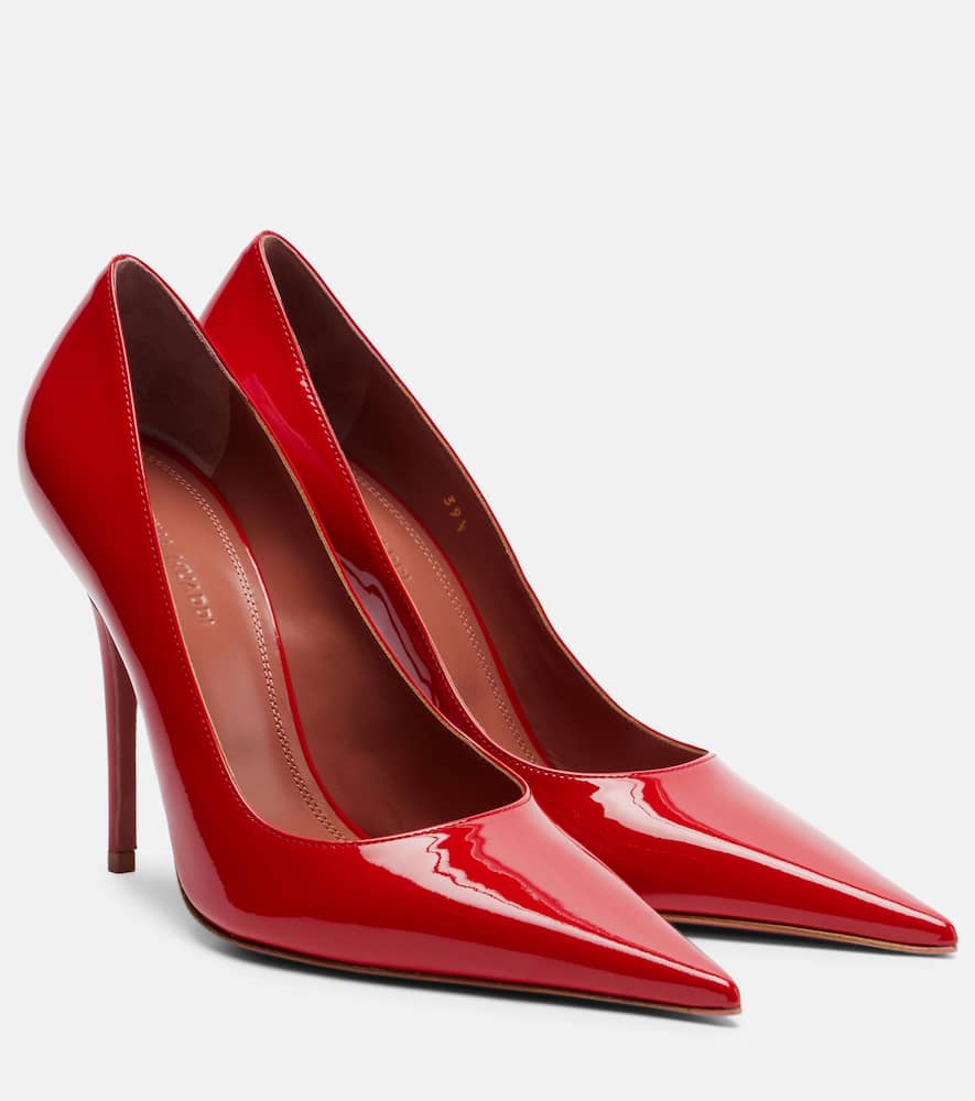 Amina Muaddi Barbara 105 Patent Leather Pumps In Red