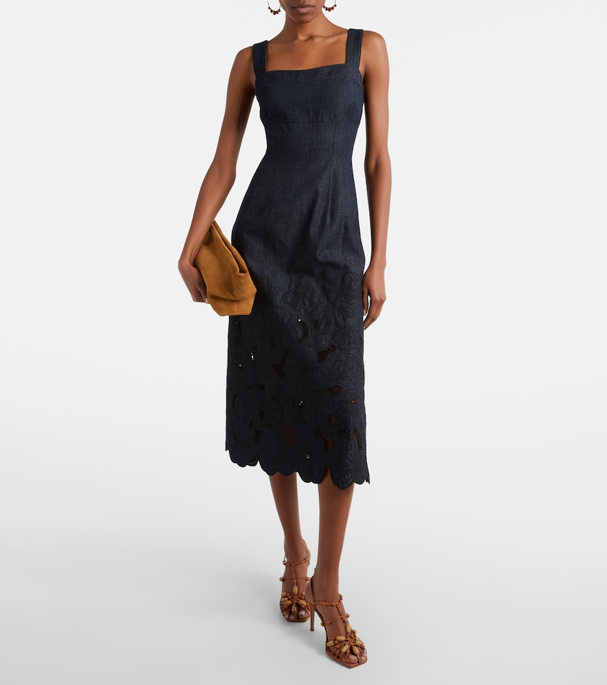 Veronica Beard Rosaura floral denim midi dress