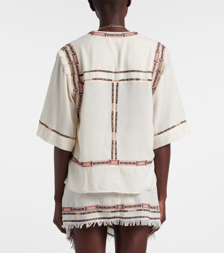  Isabel Marant Isabel Marant Fiosa Embroidered Fringed Silk Top 