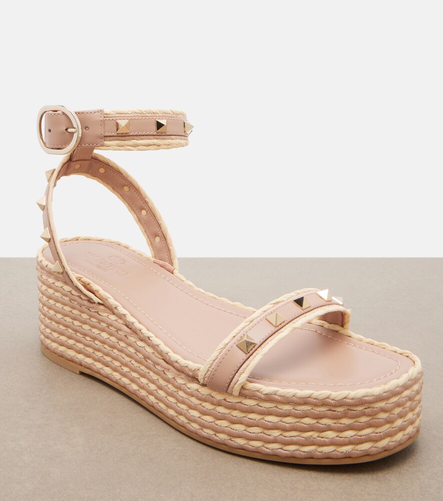  Valentino Garavani Valentino Garavani Rockstud Leather Platform Sandals 