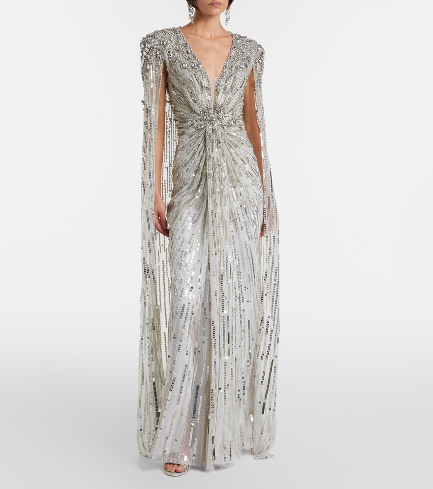 Jenny Packham Lotus Lady caped embellished gown