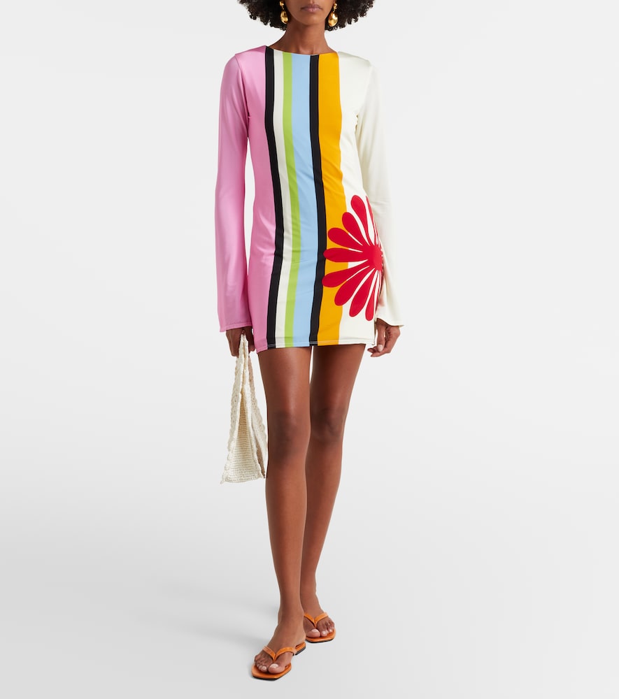 Cala de la Cruz Maisha floral striped minidress