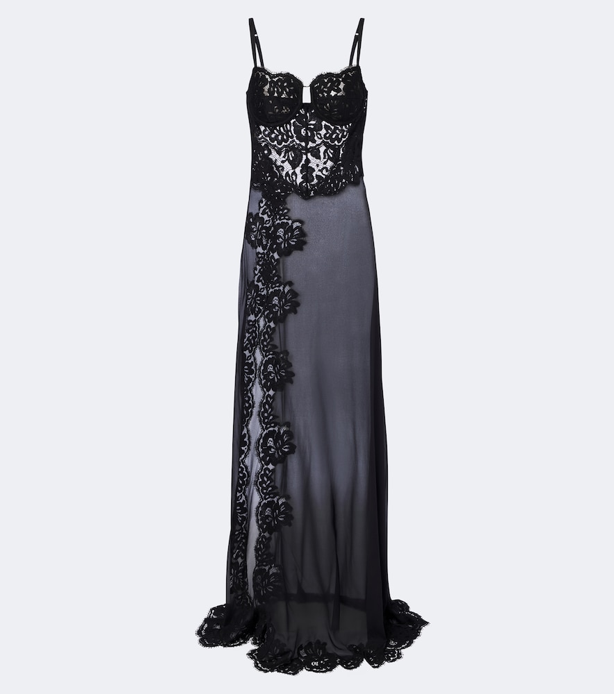 Robe aus einem Seidengemisch mit Spitze