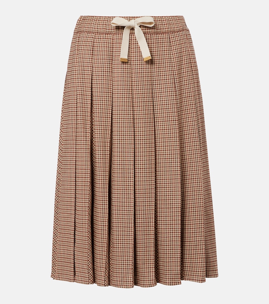 Moncler Women's Brown Checked Pleated Midi Skirt UK Size 14 - Mytheresa