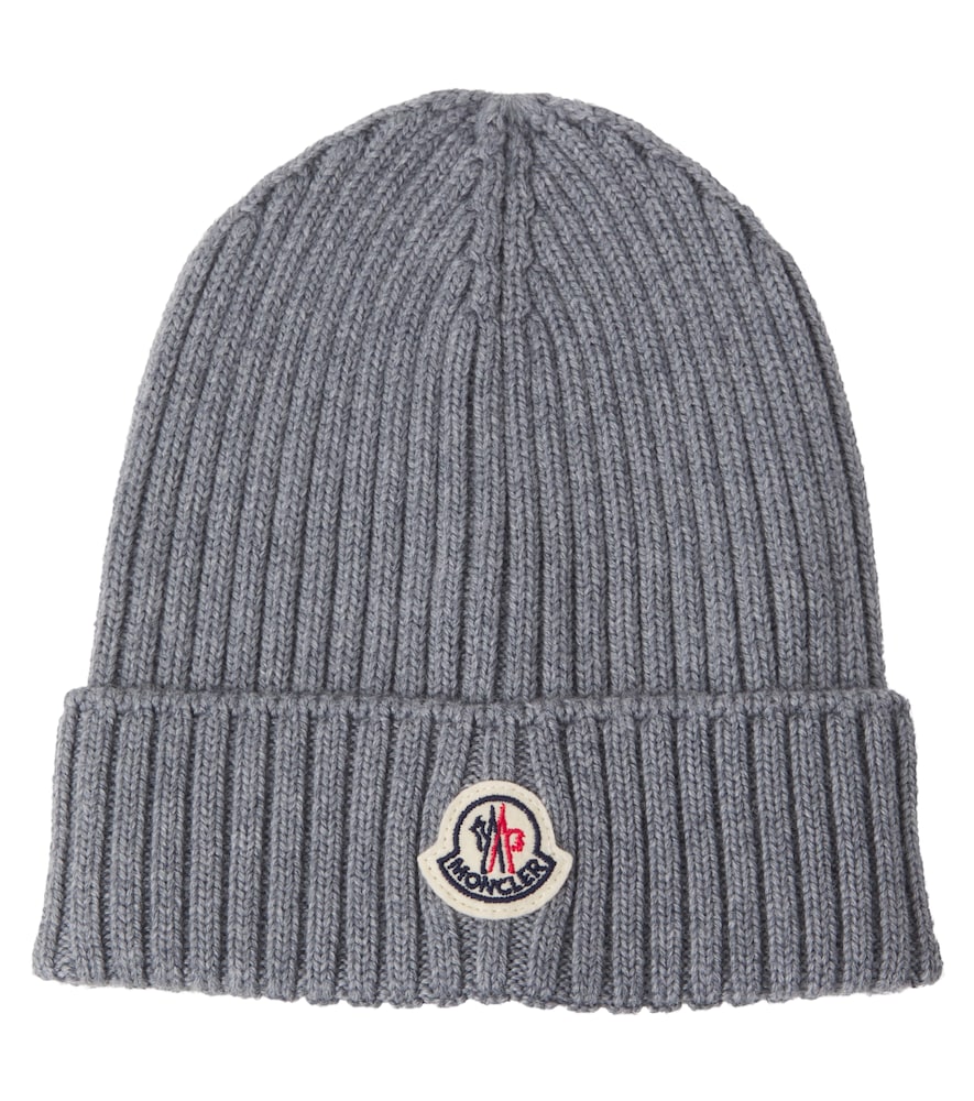 Moncler Enfant Grey Logo Virgin Wool Beanie - Mytheresa