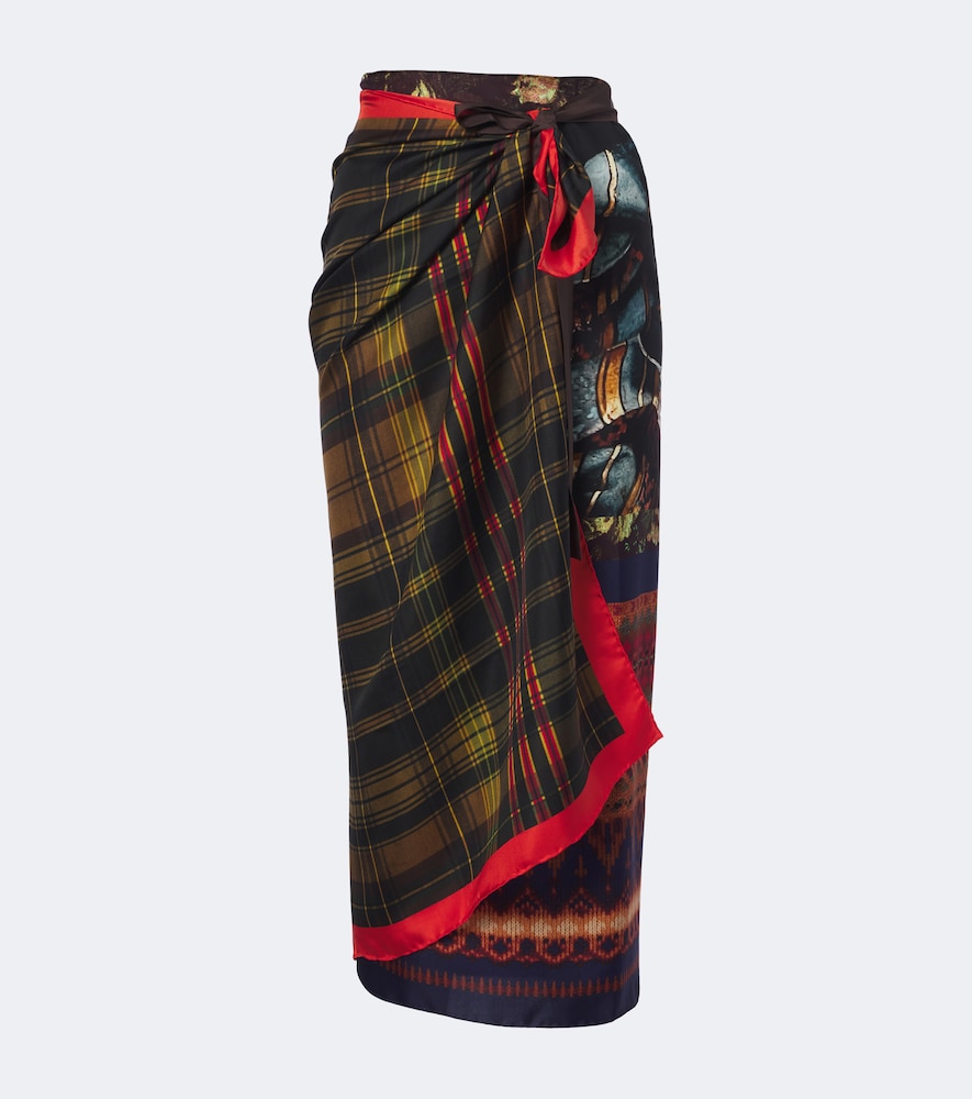 Dries Van Noten Printed Silk Twill Wrap Skirt In Multicolor