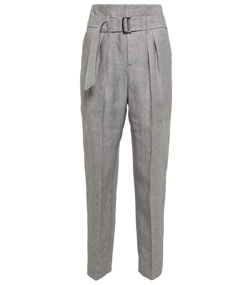 Brunello Cucinelli High-rise linen-blend pants