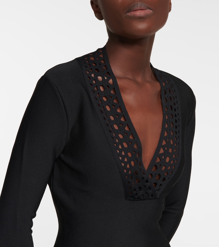 Alaïa V-neck Minidress In Black