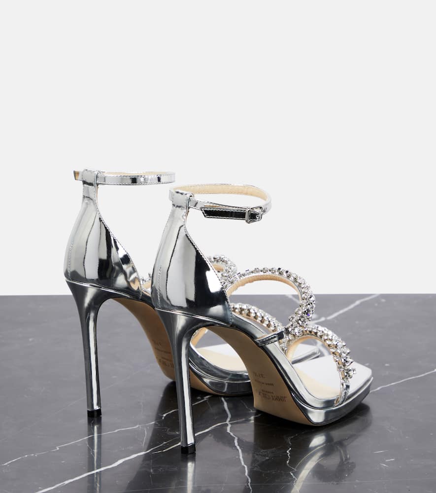 Jimmy Choo Bing Crystal-embellished Leather Sandals In Silver