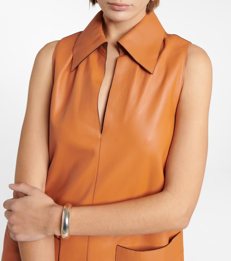 Shop Joseph Berwick Leather Midi Dress In Caramel