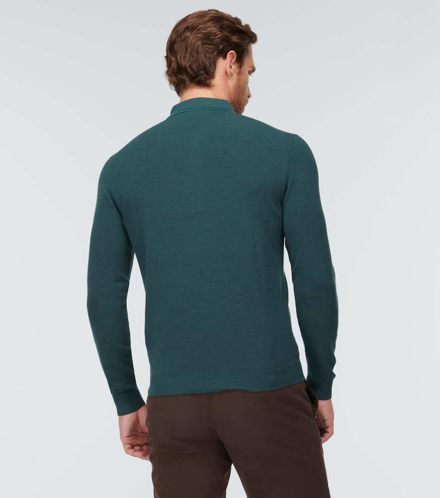 Shop Loro Piana Zip Ridge Wool And Silk Polo Sweater In Hunter