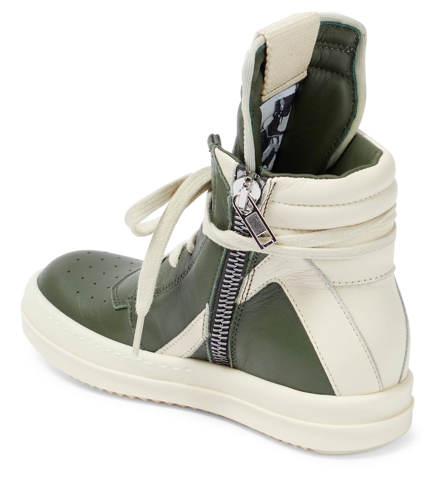 Rick Owens Geobasket Leather High-top Sneakers In Moss/milk/milk