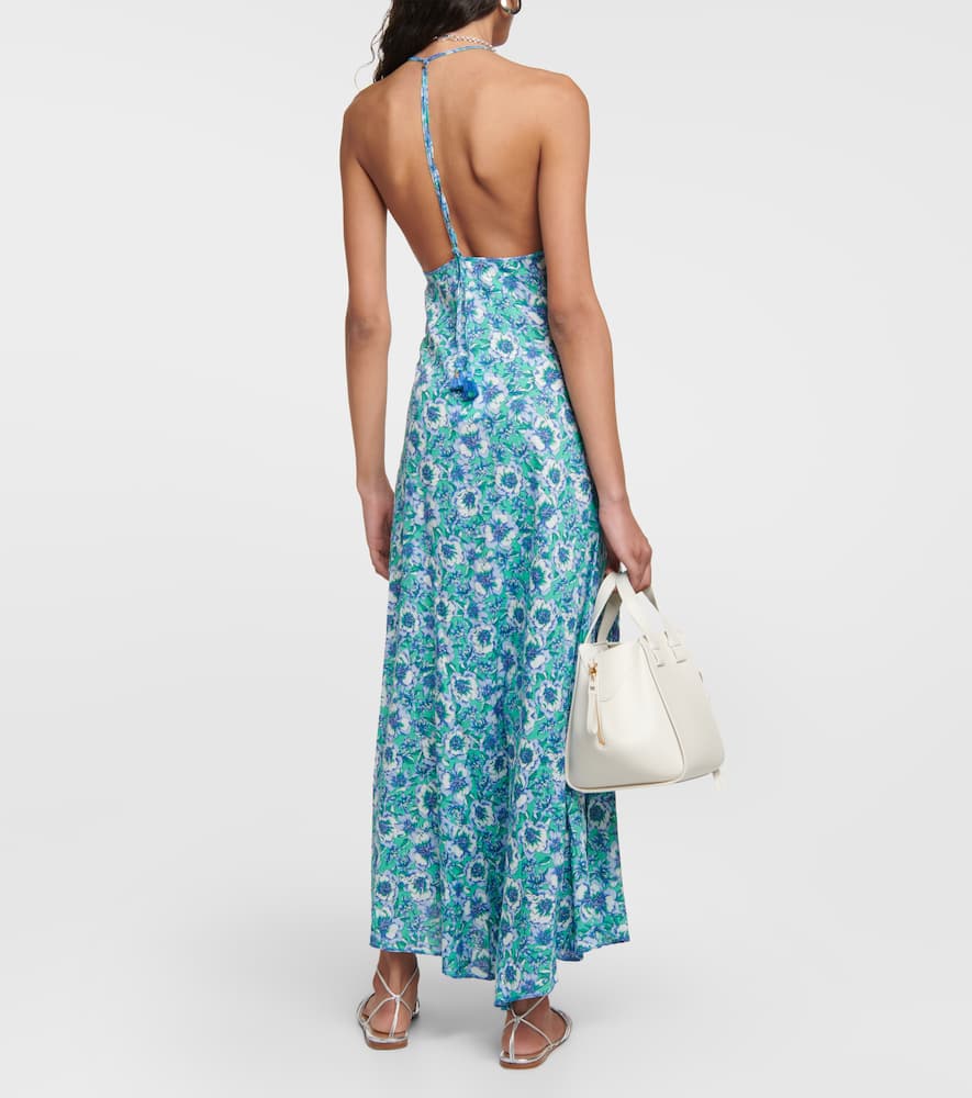 Shop Poupette St Barth Felicia Floral Maxi Dress In Green Dalia