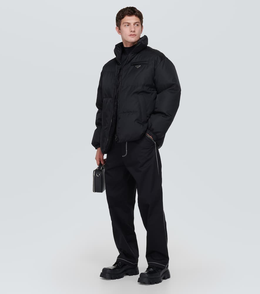Prada Nappa Leather Puffer Jacket In Black