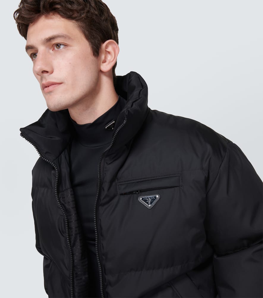 Prada Nappa Leather Puffer Jacket In Black