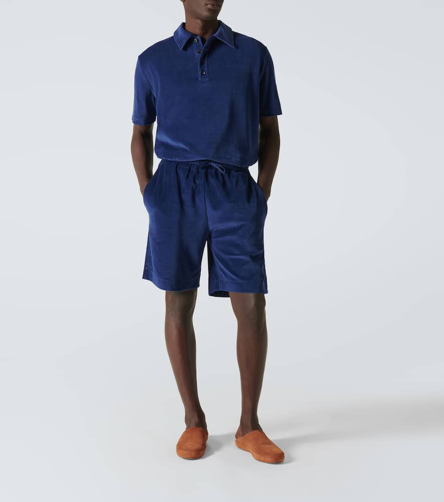 Shop Loro Piana Cotton And Silk Chenille Polo Shirt In Blue