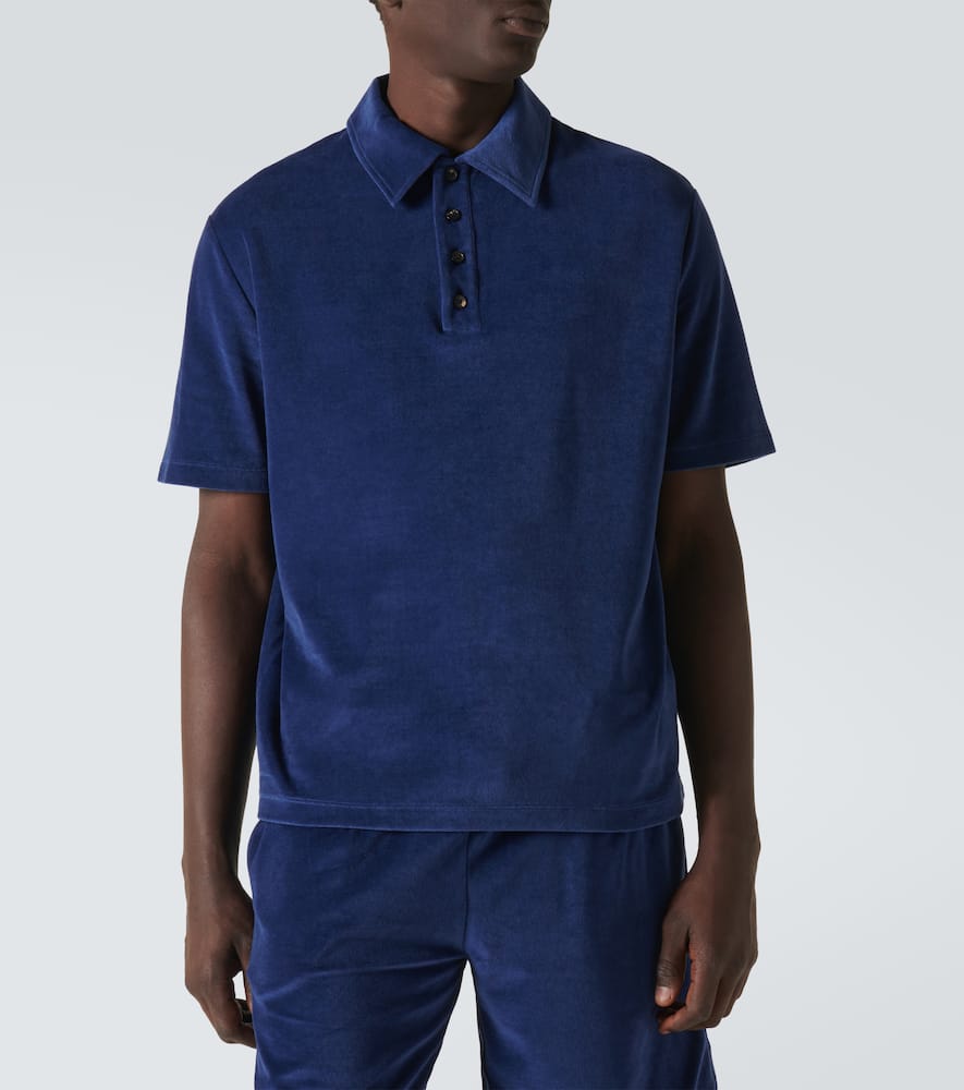 Shop Loro Piana Cotton And Silk Chenille Polo Shirt In Blue