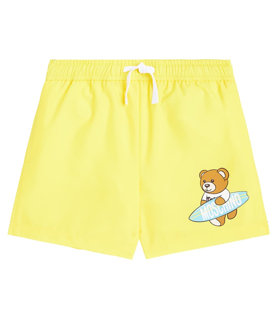 Shop Moschino Teddy Bear Swim Trunks In Cyber Yellow