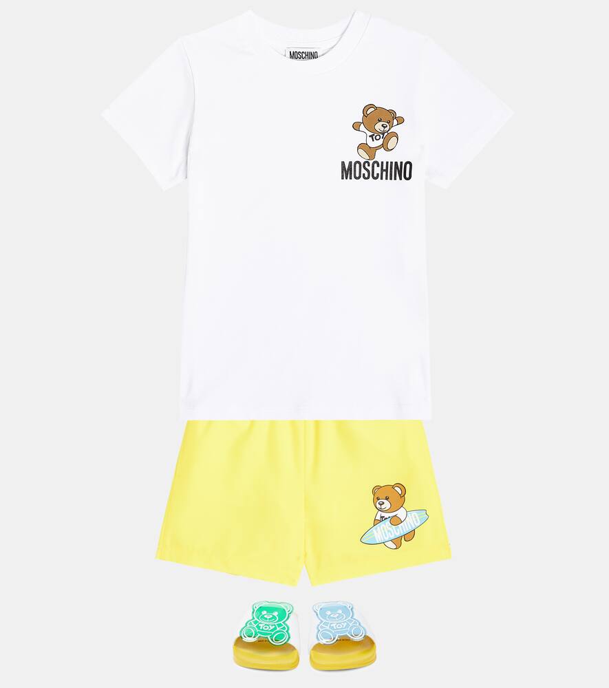 Shop Moschino Teddy Bear Swim Trunks In Cyber Yellow