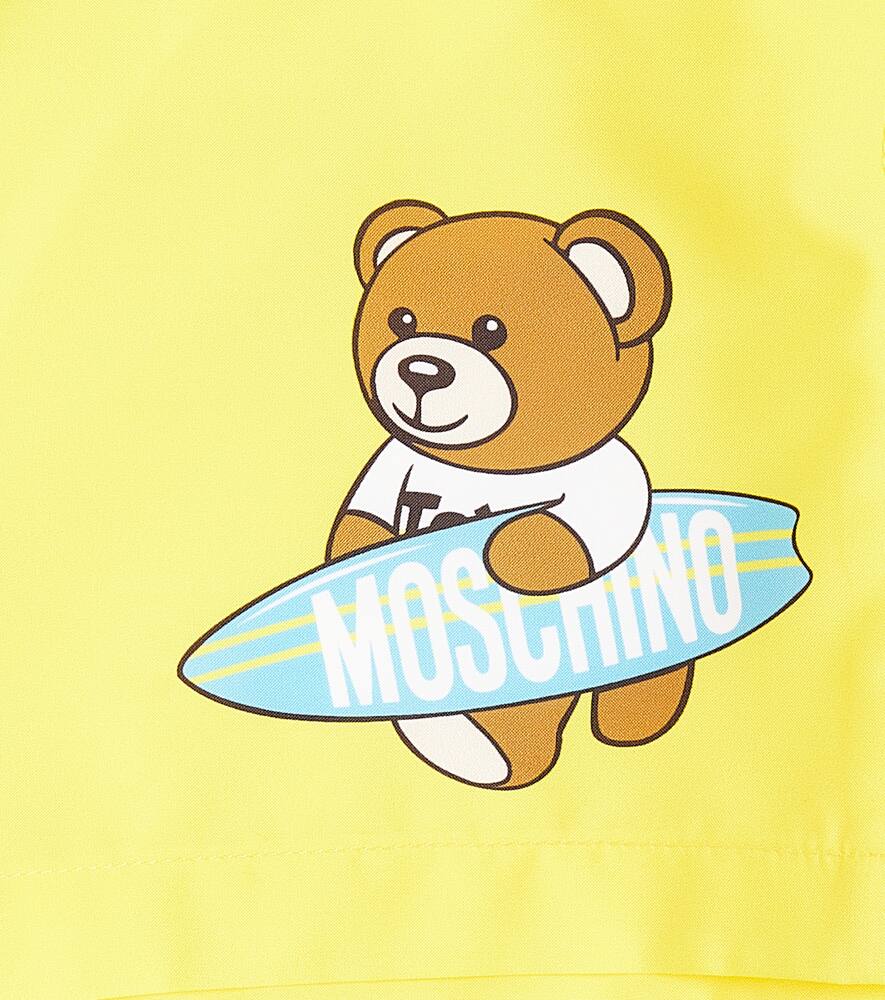 Moschino Teddy Bear Swim Trunks In Cyber Yellow