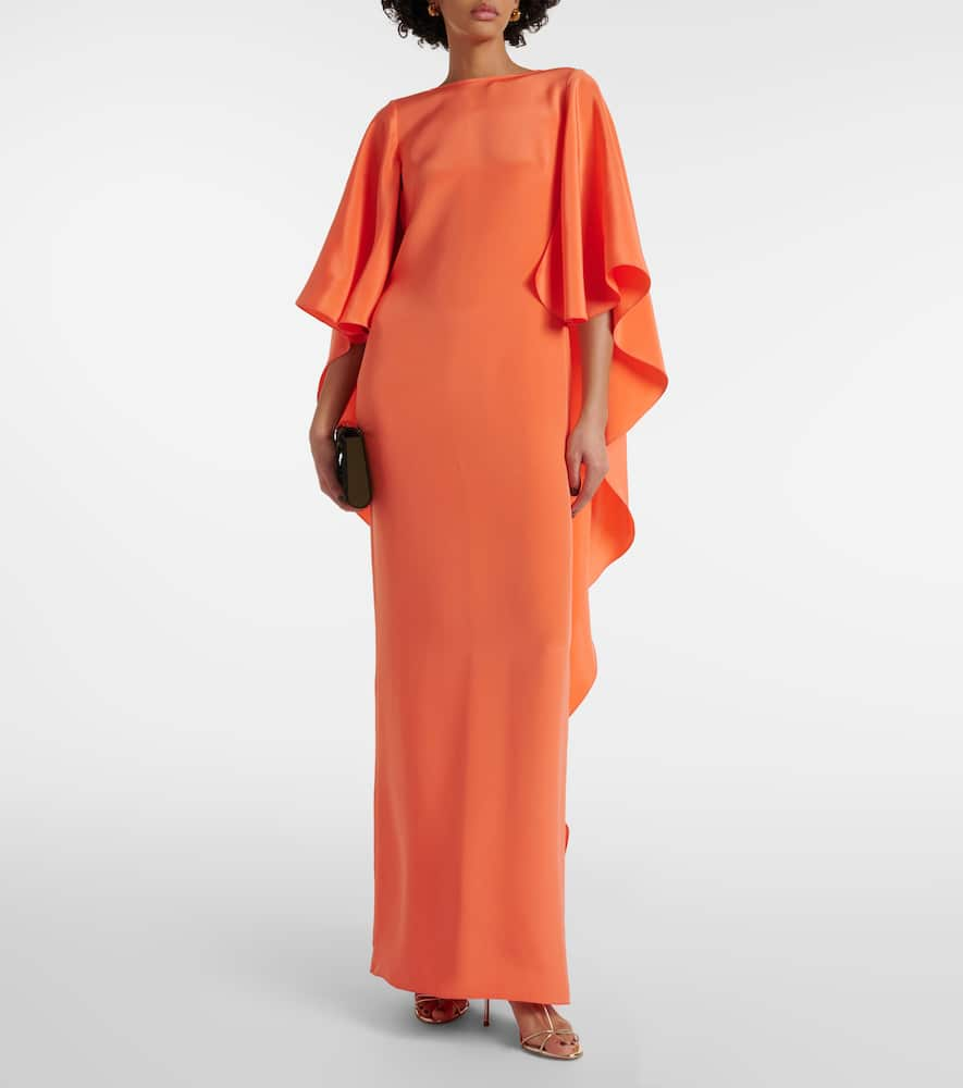 Shop Max Mara Elegante Baleari Silk Crêpe De Chine Gown In Orange