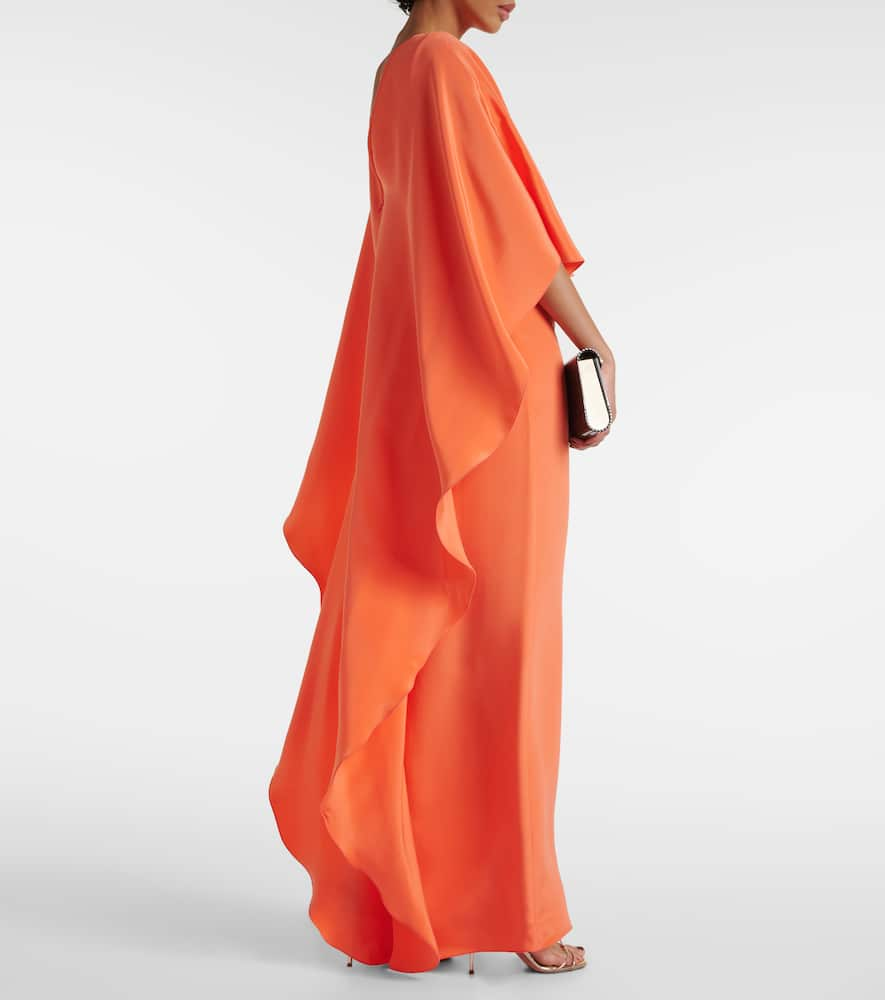 Shop Max Mara Elegante Baleari Silk Crêpe De Chine Gown In Orange