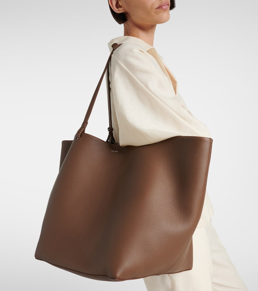The Row Park Medium Leather Tote Bag In Green