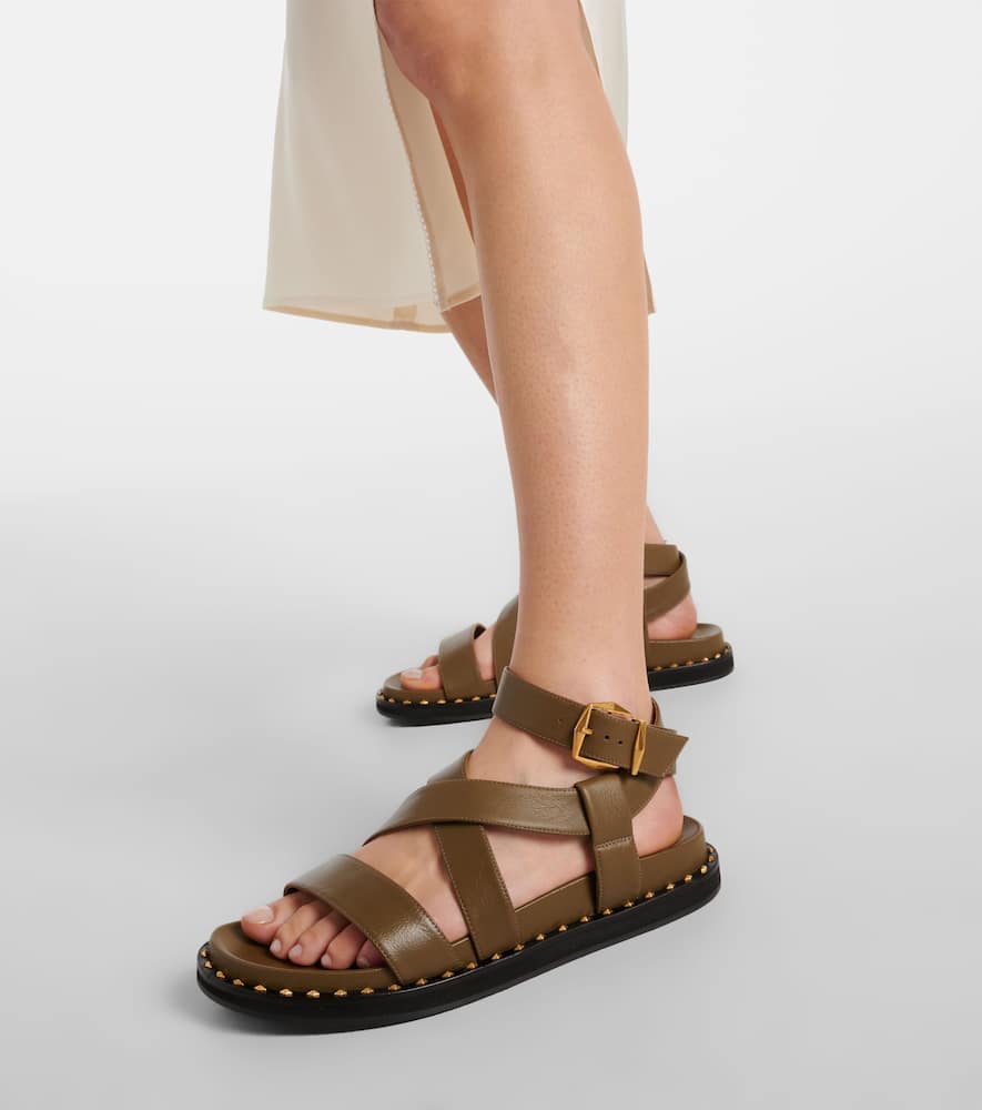 Jimmy Choo Blaise Leather Sandals In Green