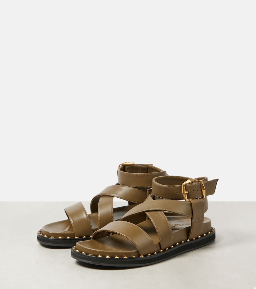 Jimmy Choo Blaise Leather Sandals In Green