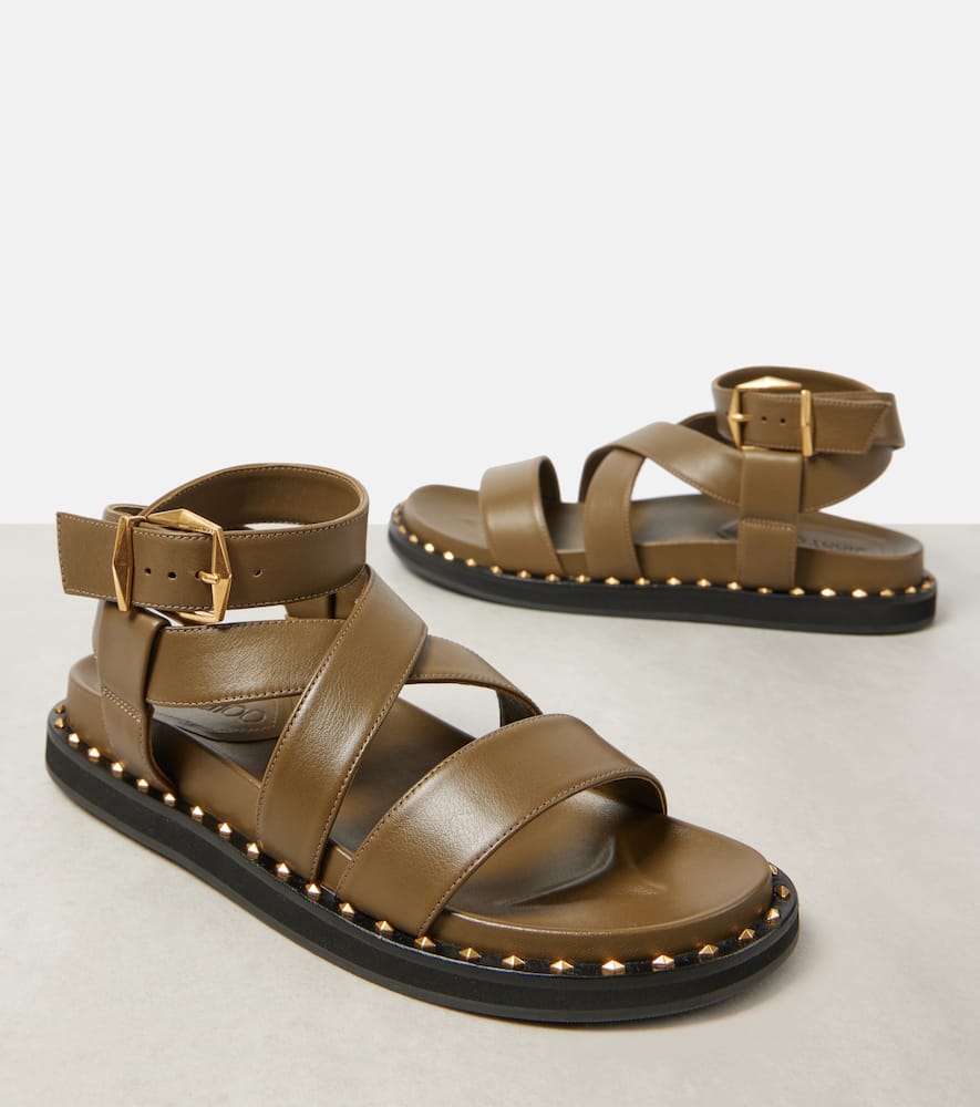 Jimmy Choo Blaise Leather Sandals In Green