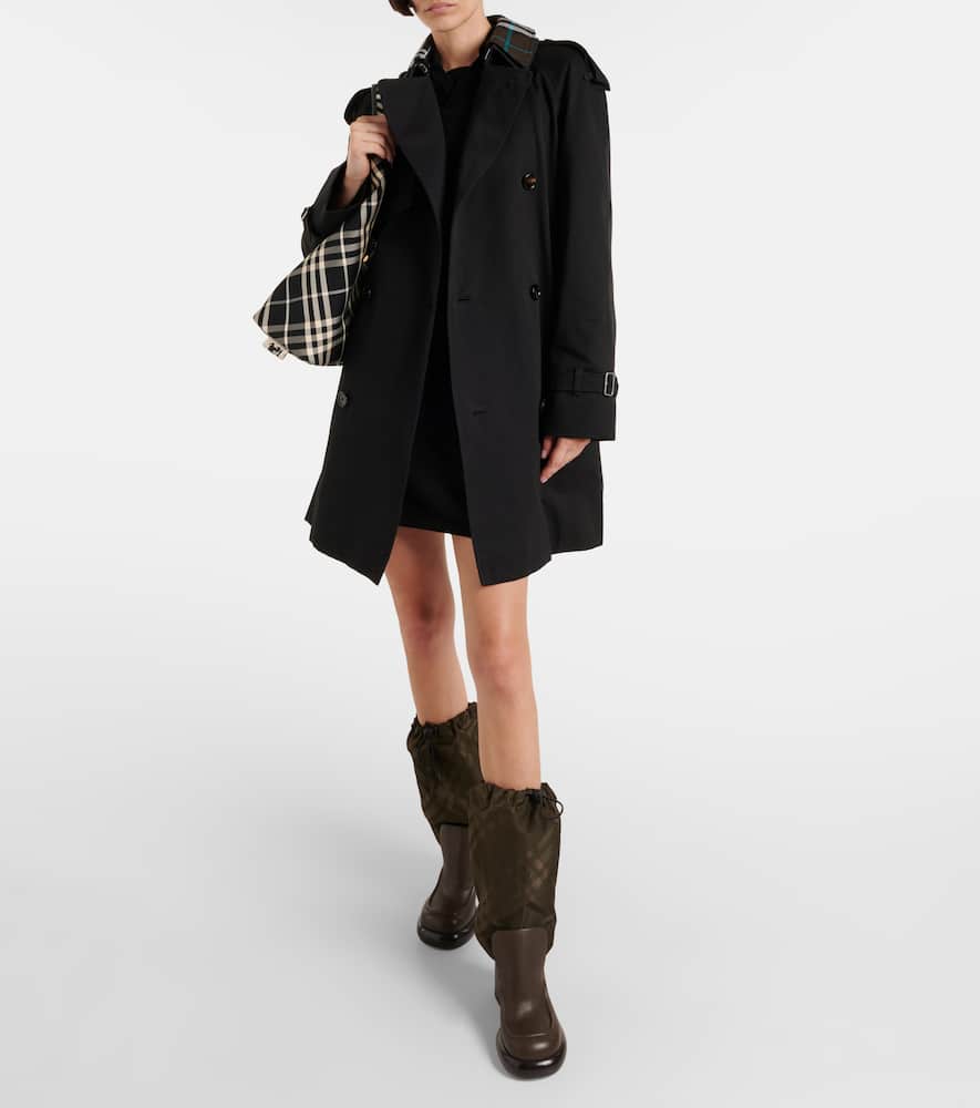 Burberry Leather And Nylon Blend Wedge Boots In Multicoloured